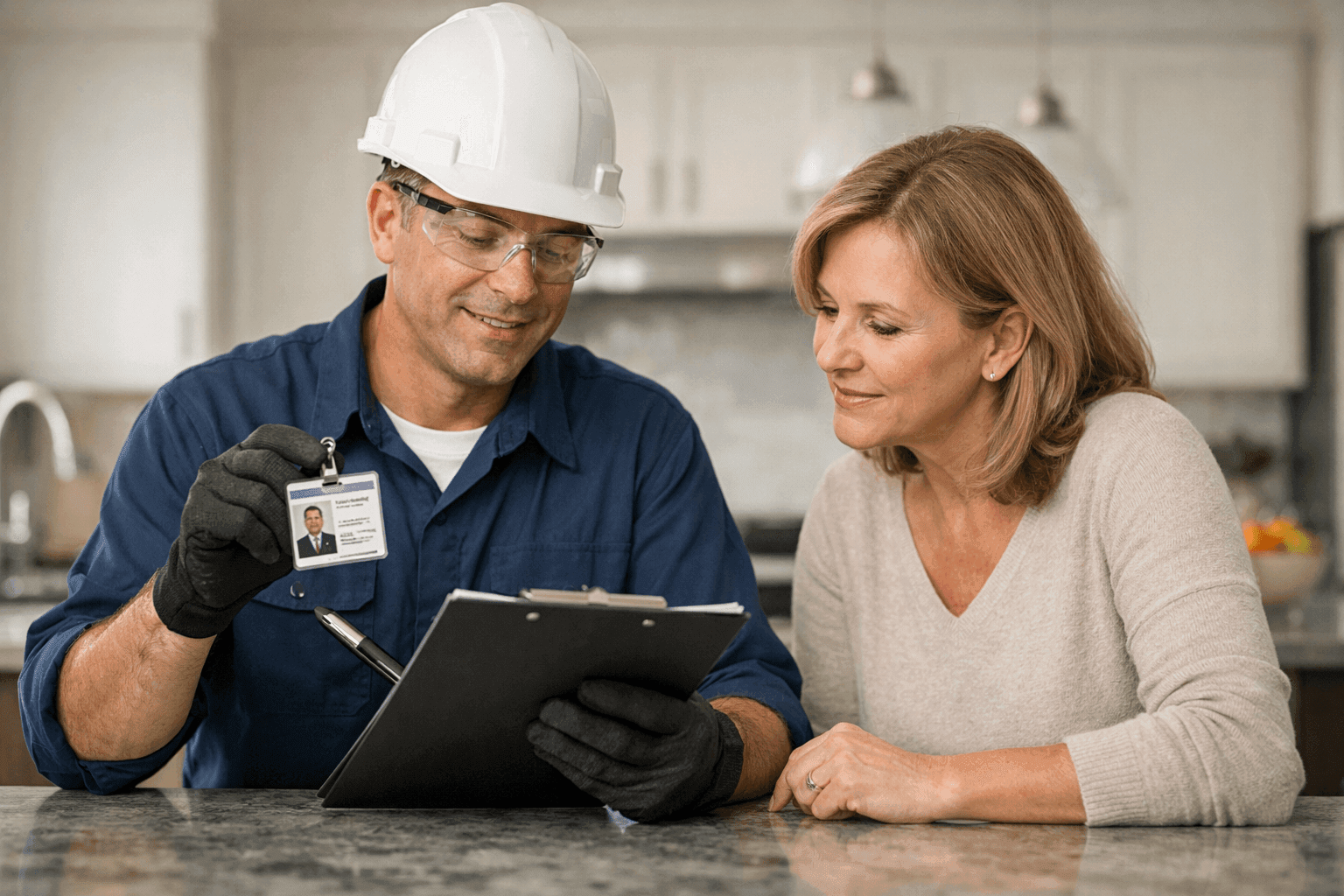 Homeowner discussing plumbing needs with a professional plumber