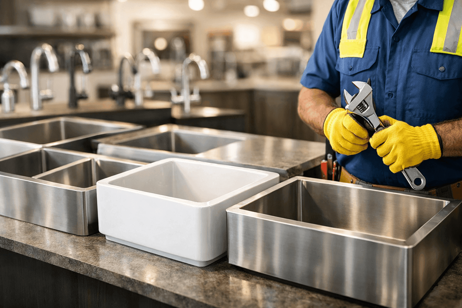 Different kitchen sink models displayed for selection